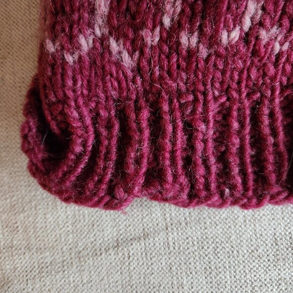 Hand-knit Fair Isle Sweater in Cranberry Pink - XS - Picture 7 of 7